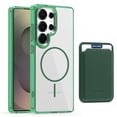 thumbnail image 1 of For Samsung Galaxy S25 Edge Magnetic Clear Phone Case,Magnetic Detachable Card Slots Holder Wallet,Compatible with Mag-safe,Crystal Transparent Shockproof Protective Rugged Phone Case,Green, 1 of 8