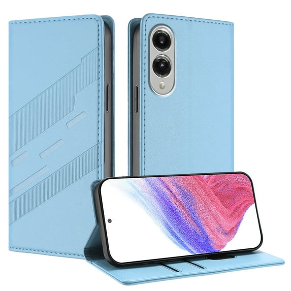 For Samsung Galaxy S25 Edge PU Leather Wallet Phone Case,Exquisite Embossed Designing,Flip Folio Cover,With Kickstand Credit Card Holders Slots,Magnetic Closure Shockproof Phone Case,Blue