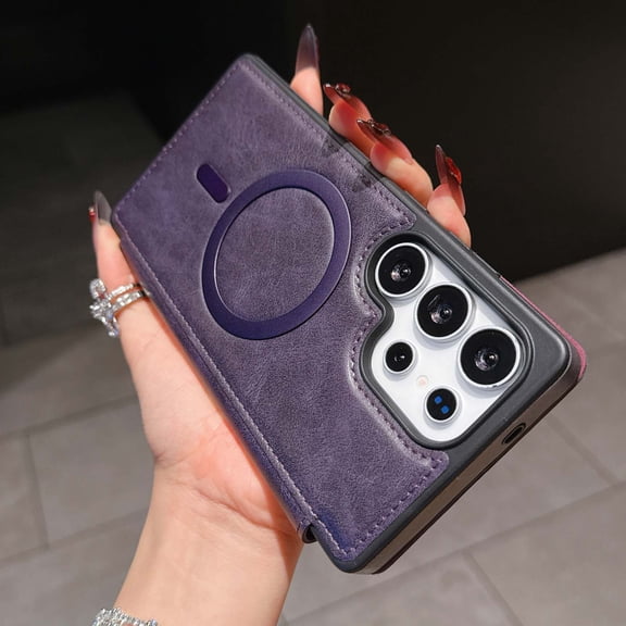for Samsung Galaxy S25 Edge Wallet Case, Compatible with MagSafe, Support Wireless Charging, Slim Fit Premium PU Leather Flip Folio Cover with Card Slots Case Wallet for Galaxy S25 Edge - Purple