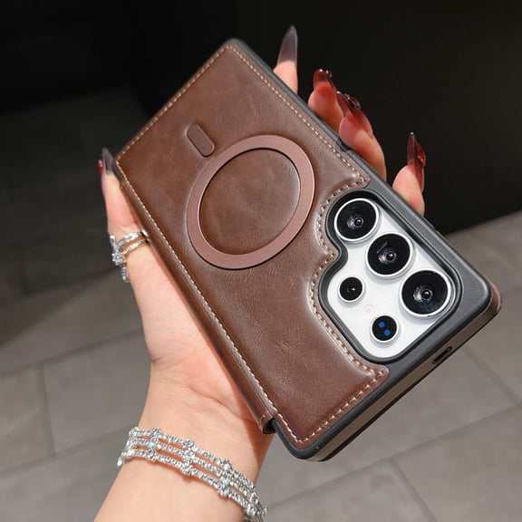 for Samsung Galaxy S25 Edge Wallet Case, Compatible with MagSafe, Support Wireless Charging, Slim Fit Premium PU Leather Flip Folio Cover with Card Slots Case Wallet for Galaxy S25 Edge - Coffee