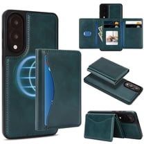 for Samsung Galaxy S25 Edge Wallet Case, Magnetic Phone Cover with Detachable Card Holder, RFID Blocking 2-in-1 Purse Shockproof PU Leather Case with Stand for Samsung Galaxy S25 Edge, Green