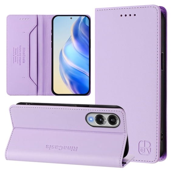 for Samsung Galaxy S25 Edge Wallet Case PU Leather Folio Flip Cover with RFID Blocking Credit Card Holder, Kickstand Protective Shockproof Cover for Samsung Galaxy S25 Edge Purse Case, Purple