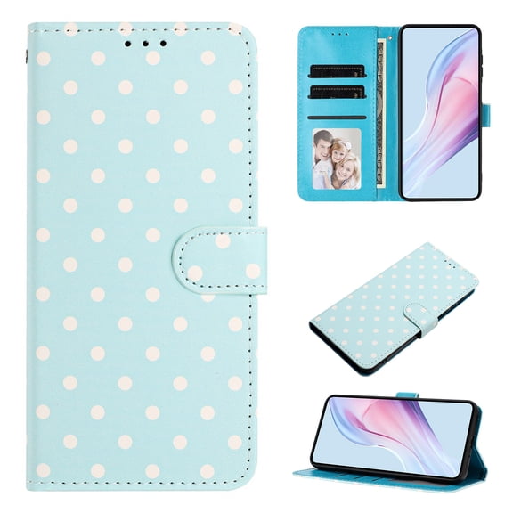 for Samsung Galaxy S25 Edge Wallet Case, PU Leather + TPU Phone Cover with Wave Point Pattern, 3 Card Slots & Cash Pocket Kickstand Magnetic Clasp Full Body Protection Girls Boys Phone Cover, Blue