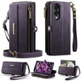 thumbnail image 1 of for Samsung Galaxy S25 Edge Wallet Case with RFID Blocking Card Slots Zipper Pocket, PU Leather Kickstand Full Body Rugged Protection Shoulder & Wrist Strap Heavy Duty Shockproof Cover, Purple, 1 of 13