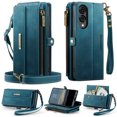 thumbnail image 1 of for Samsung Galaxy S25 Edge Wallet Case with RFID Blocking, Zipper Pocket Kickstand Magnetic Clasp, PU Leather Heavy Duty Cover with Shoulder and Wrist Strap – Rugged Full-Body Protection, Green, 1 of 13