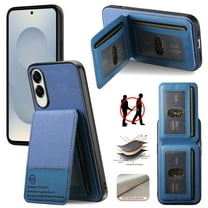 For Samsung Galaxy S25 Edge Wallet Phone Case,Twill Pattern Design,With Card Slots,Flip Premium PU Leather Magnetic Closure Kickstand Heavy Duty Protective Shockproof Rugged Phone Case,Blue