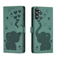 thumbnail image 1 of For Samsung Galaxy S25 FE 5G 6.7" Cartoon Elephant Embossed Strong Magnetic Attachment/Closure, Card Slots/Pocket, With Hand Strap，PU Leather Flip Wallet Case ﻿,Green,For Galaxy S25 FE 5G, 1 of 11