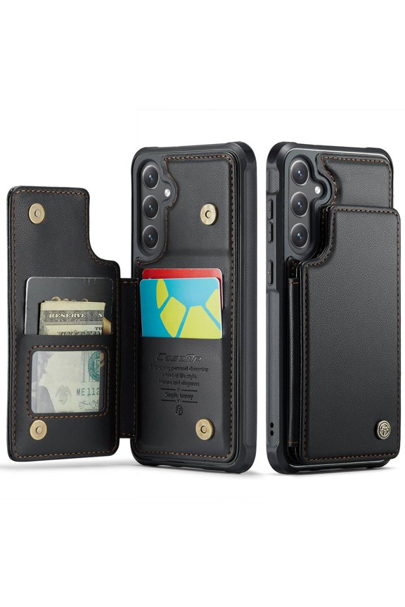 For Samsung Galaxy S25 FE Case with Card Holder, Wallet Case for Women Men with RFID Blocking, Durable Leather Kickstand Magnetic Clasp Shockproof Phone Case for Samsung Galaxy S25 FE