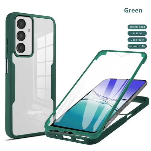 For Samsung Galaxy S25 FE Case Compatible with MagSafe, Built-in Screen Protector [Support Fingerprint ID & Wireless Charger] Full-Body Slim Style Clear Soft Magnetic Phone Case,Deep Green