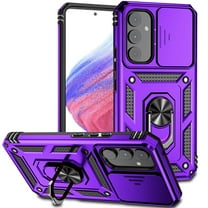 For Samsung Galaxy S25 FE Case Heavy Duty Military Grade Protection,Camera Lens Slide Protection & 360°Rotate Magnetic Car Mount Holder Kickstand Rugged Shockproof Drop Hard Shell,Purple