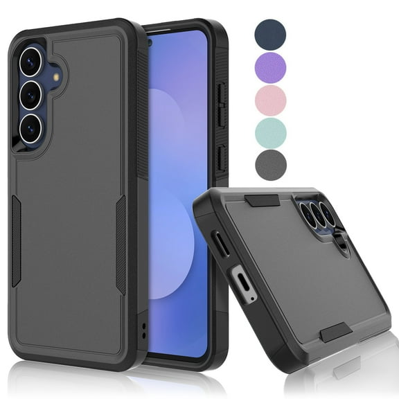 For Samsung Galaxy S25 FE Case, Shockproof Heavy Duty Rugged Phone Case for Samsung Galaxy S25 FE, Tekcoo Military Grade Protection Dual Layer Sturdy Durable Cover Cute Bumper - Black