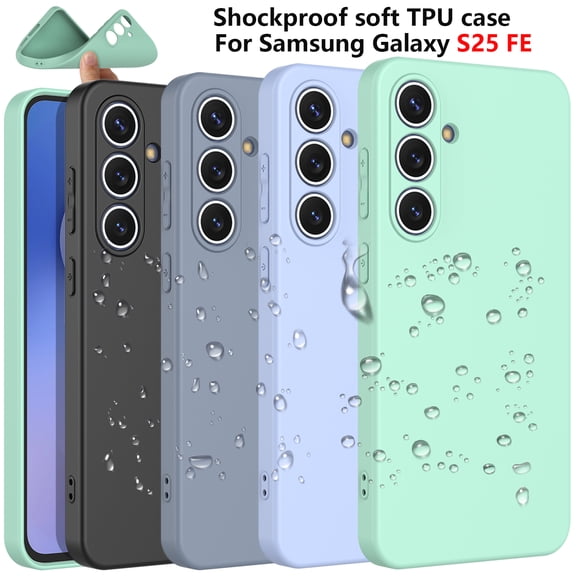 For Samsung Galaxy S25 FE Case Silicone Cover, Tekcoo Shockproof Rugged Soft Gel Rubber Ultra Slim Protective Cover Anti-Scratch Microfiber Lining Cute Phone Case for Galaxy S25 FE - Mint
