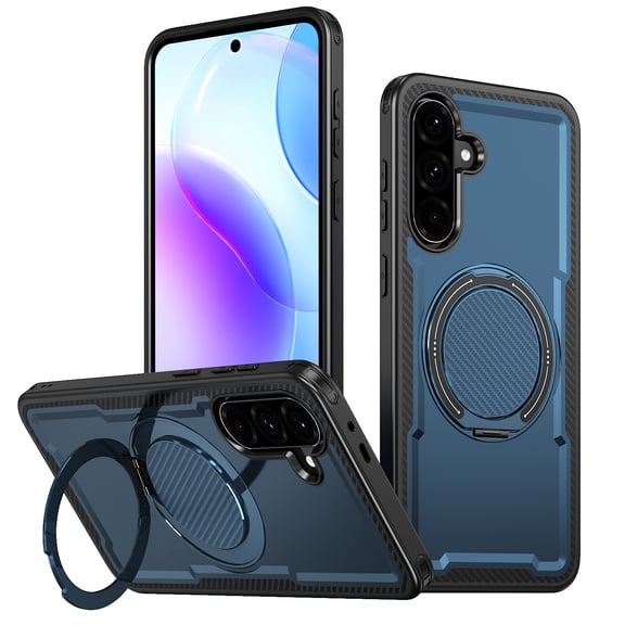 for Samsung Galaxy S25 FE Magnetic Case with Invisible Ring Kickstand Phone Case, [Compatible with Mag-Safe] [Secure Ring Grip] Rugged Shockproof Cover for Samsung Galaxy S25 FE, Blue