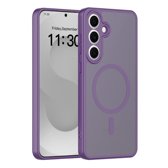 for Samsung Galaxy S25 FE Magnetic Case Support Wireless Charging, Military-Grade Protection Cover, Slim Anti-Scratch Phone Case for Samsung Galaxy S25 FE Match with Car Mount Holder, Darkpurple