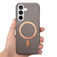 thumbnail image 1 of For Samsung Galaxy S25 FE Magnetic Phone Case,Compatible With Wireless Charging,Lychee Pattern PU Leather Back,Ultra Slim Rugged Shockproof Anti-Scratch Anti-fall Non-slip Phone Case,Gray, 1 of 8