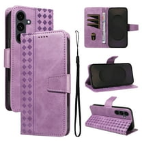 for Samsung Galaxy S25 FE Wallet Case, PU Leather Flip Cover with Kickstand,Magnetic Closure Wrist Strap 3 Card Slots & 1 Cash Pocket Shockproof Full Body Protection for Galaxy S25 FE,Purple