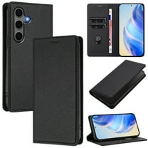 for Samsung Galaxy S25 FE Wallet Case with RFID Blocking Card Slots, Fashion PU Leather Flip Kickstand Magnetic Phone Cover Women Men, Support Wireless Charging, Full Body Protection - Black