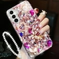 thumbnail image 1 of for Samsung Galaxy S25 Glitter Bling Case, Cute Luxury 3D Sparkle Crown Crystal Rhinestones Diamond Stunning Gems Pearl with Lanyard Wrist Strap Women Girls Phone Case for Galaxy S25,Hot Pink, 1 of 7