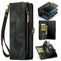 Samsung Galaxy S25  Leather Detachable Wallet Zipper Case with 8 Card Slots Holder Magnetic case for Samsung Galaxy S25  Flip Wallet Handle Wrist Strap Shockproof Pocket Handbag,
Black