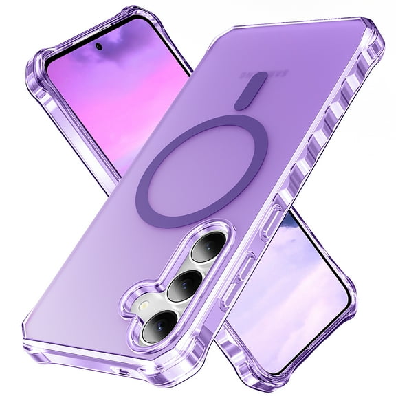 for Samsung Galaxy S25 Magnetic Case, Military Grade Drop Protection Anti-Yellowing Phone Cover Compatible with Mag-Safe - Rugged Shockproof Protective Case for Samsung Galaxy S25, Purple