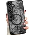 thumbnail image 1 of for Samsung Galaxy S25 Magnetic Floral Case, [Compatible with Magsafe] Cute Black Flower Phone Case for Women Girls TPU Bumper Translucent Shockproof Protective Case for Galaxy S25, Sunflower, 1 of 12