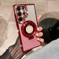 thumbnail image 1 of for Samsung Galaxy S25+ Magnetic Kickstand Glitter Paper + Clear Case,[Compatible with Magsafe] Bling Sparkly Rhinestone with Camera Protector Shockproof Rubber Women Girl Case,Red, 1 of 8