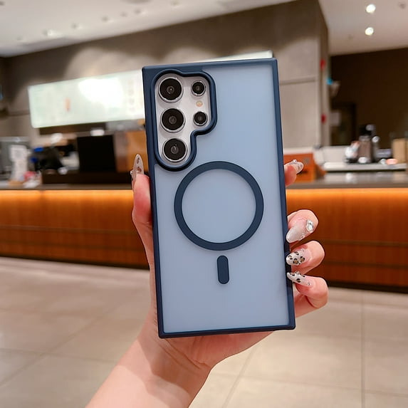 For Samsung Galaxy S25 Magnetic Phone Case,Anti-fingerprint Matte Back Design,Compatible with Mag-Safe,Ultra Slim Shockproof Drop Protection Rugged Translucent Thin Fit Phone Case,Blue