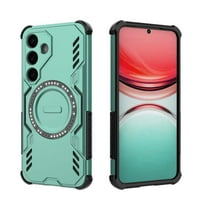 For Samsung Galaxy S25 Magnetic Phone Case,Military-Grade Drop Protection,Compatible with Mag-Safe,Heavy Duty Tough Rugged Shockproof Dropproof Grip Armored Slim Phone Case Cover,Green