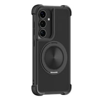 for Samsung Galaxy S25 Matte Case with Magnetic Kickstand, Compatible with MagSafe, Luxury Protective Translucent Shockproof Lightweight Anti-Slip TPU PC Metal Wireless Charging Case,Black