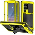 thumbnail image 1 of For Samsung Galaxy S25 Metal Case with Kickstand Screen Protector Camera Slide Cover Sturdy Military Armor Durable Full Body Heavy Duty Shockproof Drop Tested Outdoor case, Yellow, 1 of 7
