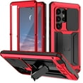 thumbnail image 1 of For Samsung Galaxy S25 Metal Case with Kickstand Screen Protector Camera Slide Cover Sturdy Military Armor Durable Full Body Heavy Duty Shockproof Drop Tested Outdoor case, Red, 1 of 7