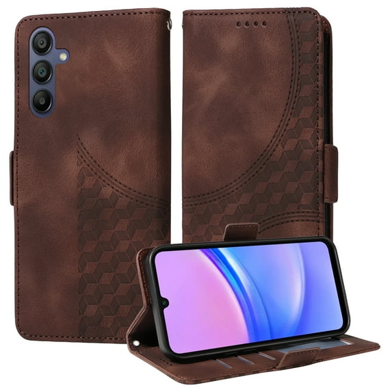 for Samsung Galaxy S25 Pattern Wallet Case, Magnetic Closure PU Leather Wallet Flip Case with Card Holder Kickstand Purse Phone Cover with Wrist Strap for Samsung Galaxy S25, Coffee