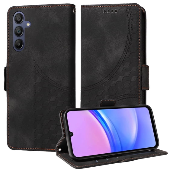 for Samsung Galaxy S25 Pattern Wallet Case, Magnetic Closure PU Leather Wallet Flip Case with Card Holder Kickstand Purse Phone Cover with Wrist Strap for Samsung Galaxy S25, Black