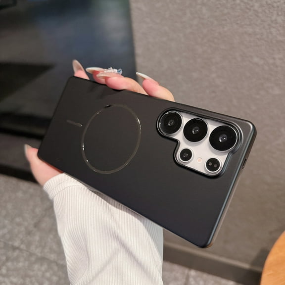 For Samsung Galaxy S25+ Phone Case,Compatible with Mag-Safe,Glossy Ultra Slim Shockproof Anti-Scratch Drop Proof Protection Skin Feel Anti-fingerprint Thin Fit Phone Case Cover,Black