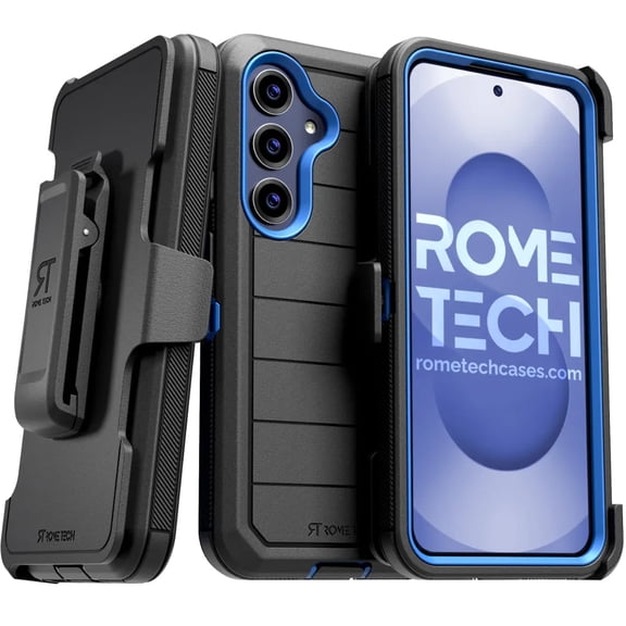 Defender Case for Samsung Galaxy S25 Plus with Belt Clip, Kickstand, Dual-Layer, Black/Blue