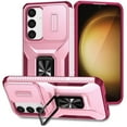thumbnail image 1 of For Samsung Galaxy S25 Plus 5G Slim Fit Shockproof Hybrid with Slide Camera Cover & Rotated Ring Kickstand, [Military-Grade] Phone Case For Samsung Galaxy S25 Plus 5G 6.7",Pink,For Galaxy S25 Plus 5G, 1 of 8