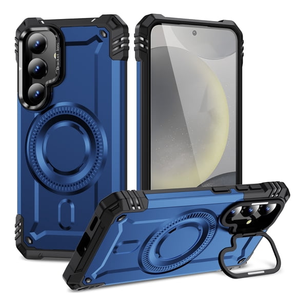 for Samsung Galaxy S25 Plus Armor Case with Kickstand, Luxury Military-Grade Protection Heavy Duty Magnetic Phone Case, Compatible with MagSafe Accessories, for Samsung Galaxy S25 Plus - Blue