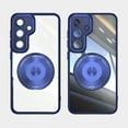 thumbnail image 1 of for Samsung Galaxy S25 Plus Back Case with Lens Protector, Slim TPU Frame Rotating Ring Bracket Magnetic PC Clear Back Anti-Scratch Anti-fingerprint Phone Case for Samsung Galaxy S25 Plus, Blue, 1 of 7