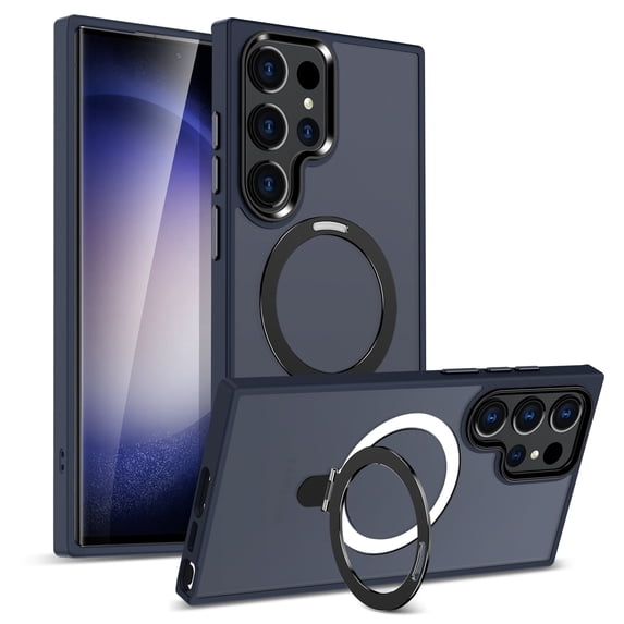 For Samsung Galaxy S25+ Plus Case, Compatible with Magsafe 360 Rotating Kickstand Shockproof Bumper Matte Design Back Cover Case for Samsung Galaxy S25+, Blue