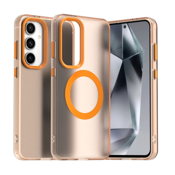 for Samsung Galaxy S25 Plus Case Compatible with Magsafe, Samsung Galaxy S25 Plus Phone Case, Translucent Matte Back Slim Magnetic Case Military-Grade Protection Shockproof for S25 Plus - Orange