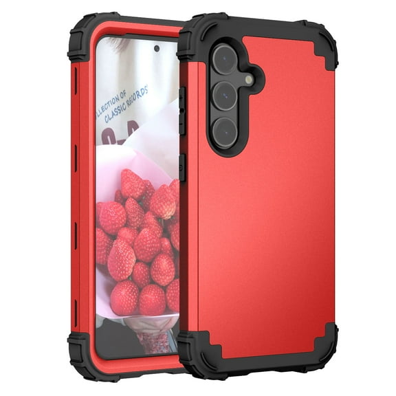 for Samsung Galaxy S25 Plus Case, Heavy Duty Military Grade Drop Protection Hybrid Cover, Rugged Shockproof Dustproof Triple-Layers Tough Phone Case for Samsung Galaxy S25 Plus, Red