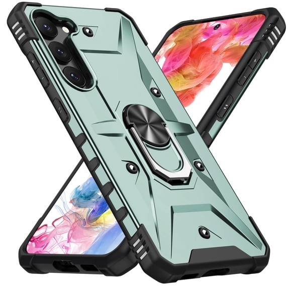 for Samsung Galaxy S25 Plus Case with Invisible Ring Stand, Military Grade Drop Protection Support Car Mount Holder, Heavy Duty Shockproof Phone Cover for Samsung Galaxy S25 Plus, Deep Green