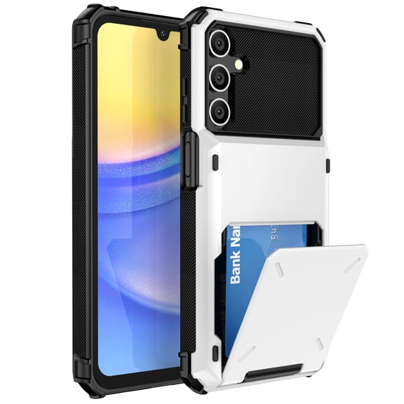 for Samsung Galaxy S25 Plus Case Military Grade Shockproof Phone Case with Card Holder Heavy Duty Protective Hard PC Shell Soft TPU Bumper Cover for Samsung Galaxy S25 Plus Phone Case, White