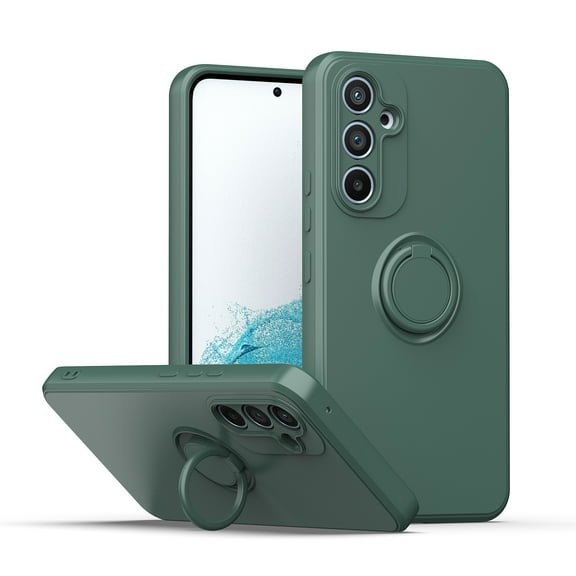 for Samsung Galaxy S25 Plus Case, Slim Silicone | 360° Ring Holder Kickstand | Support Car Mount | Soft Gel Rubber Hybrid Bumper For Samsung Galaxy S25 Plus Phone Cover for Girls Women,Armygreen
