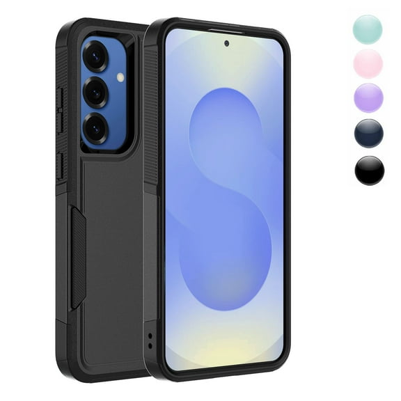 Samsung Galaxy S25 Plus Case,Sturdy Phone Case for Galaxy S25 Plus 2025 6.7 inch,Njjex Shockproof Protection Heavy Duty Armor Hard Plastic & Rubber Rugged Bumper 2-in-1 Case Cover-Black