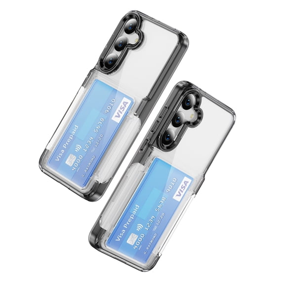 for Samsung Galaxy S25 Plus Case Wallet, Samsung Galaxy S25 Plus Case Clear Protective Case Credit Card Holder Heavy Duty Shockproof Anti-Scratch Anti-Yellow Cover for S25 Plus Transparent - Black