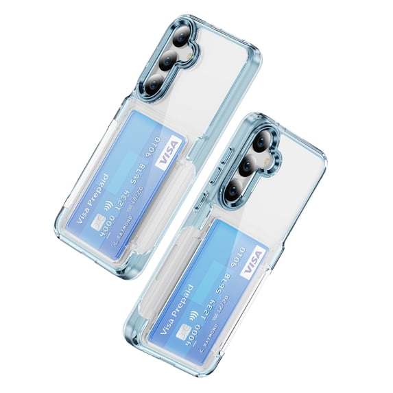 for Samsung Galaxy S25 Plus Case Wallet, Samsung Galaxy S25 Plus Case Clear Protective Case Credit Card Holder Heavy Duty Shockproof Anti-Scratch Anti-Yellow Cover for S25 Plus Transparent - Blue