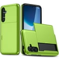 thumbnail image 1 of For Samsung Galaxy S25 Plus Case Wallet with Slide Hidden Card Holder Slot Slim Dual Layer Heavy Duty Shockproof Hard PC Hybrid TPU Phone Case Kickstand Protective Cover,Green, 1 of 9