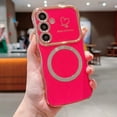 thumbnail image 1 of for Samsung Galaxy S25 Plus Case for Women Girls [Compatible with Mag Safe] Cute, Magnetic Love Heart Pattern with Camera Lens Protection Plating Shockproof Wireless Charging Phone Case,Rose, 1 of 6