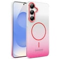 thumbnail image 1 of for Samsung Galaxy S25 Plus Clear Glitter Case with Gradient Color, Luxury Magnetic Back Compatible with MagSafe, Support Wireless Charging PC Protective Cover, Lightweight & Anti-Scratch, Red, 1 of 6